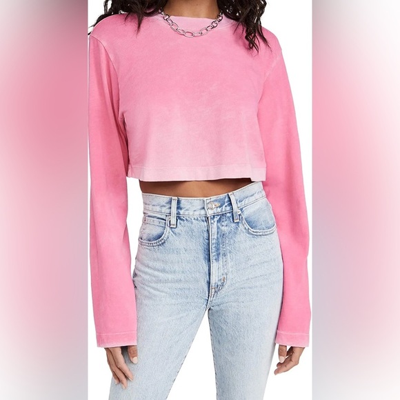 Cotton Citizen Tokyo Crop Long Sleeve Tee Pink - Picture 1 of 9